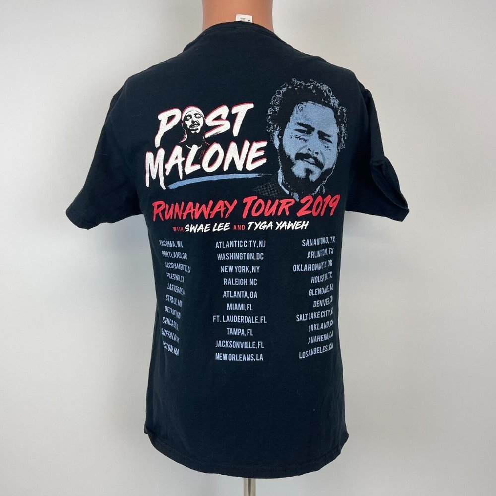 Post Malone Swae Lee Runaway Tour T Shirt 2019 Hip Hop Size M - Picture 3 of 4